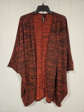 Allie & Rob Womend 3XL Red Black Long Open Front Cardigan Duster Poncho Sweater